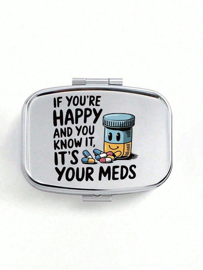 Retro Comic Dual-Compartment Travel Pill Case with Mirror